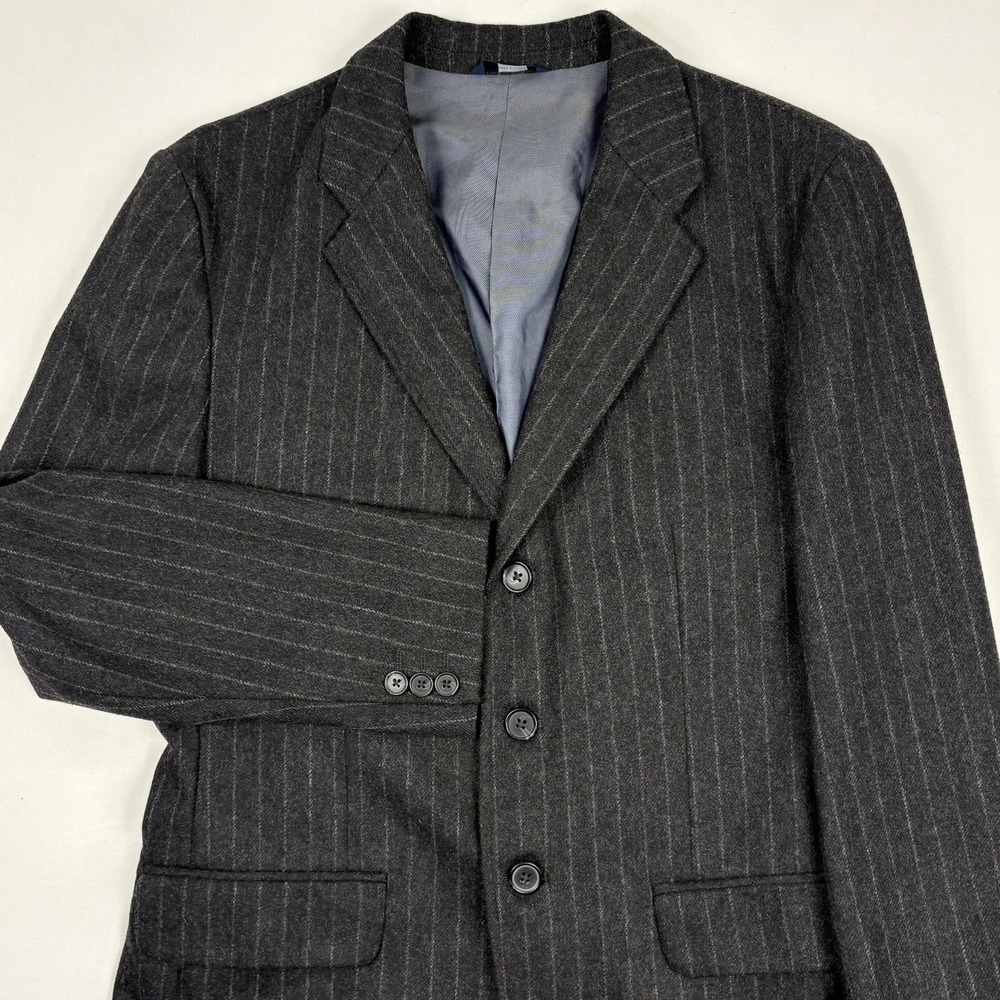 GAP Wool Flannel Tweed Unstructured 3-Button Sport Coat 38S Gray Pinstripe EUC